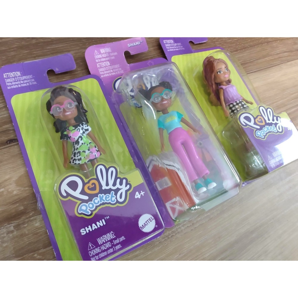 POLLY POCKET 3pc Lot SHANI & FRIEND Diverse Ethnic Fashion Dolls